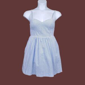 Lilly Pulitzer Womens Bay Blue Seersucker Stripe Christine Mini Dress Size 10